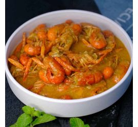 Crawfish-Minced garlic in golden broth